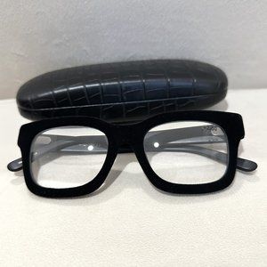 Black Velvet-Rimmed Readers, Luxury Eyeglasses, Hypoallergenic, Wayfarer Style